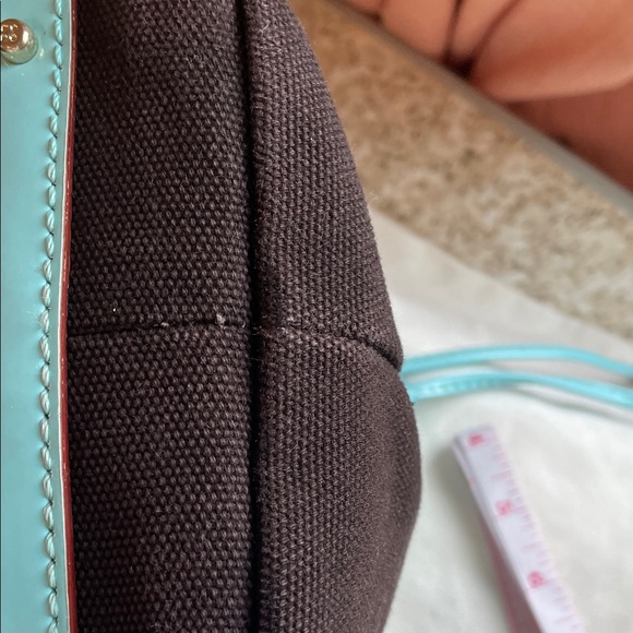 Kate Spade Aqua and Tan Striped Tote - Picture 7 of 11